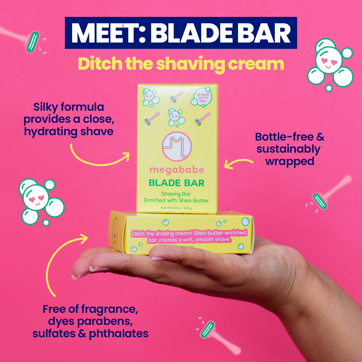 Megababe Blade Bar | Shaving Bar Enriched with Shea Butter | Hydrating for All Skin Types | 4.4 oz