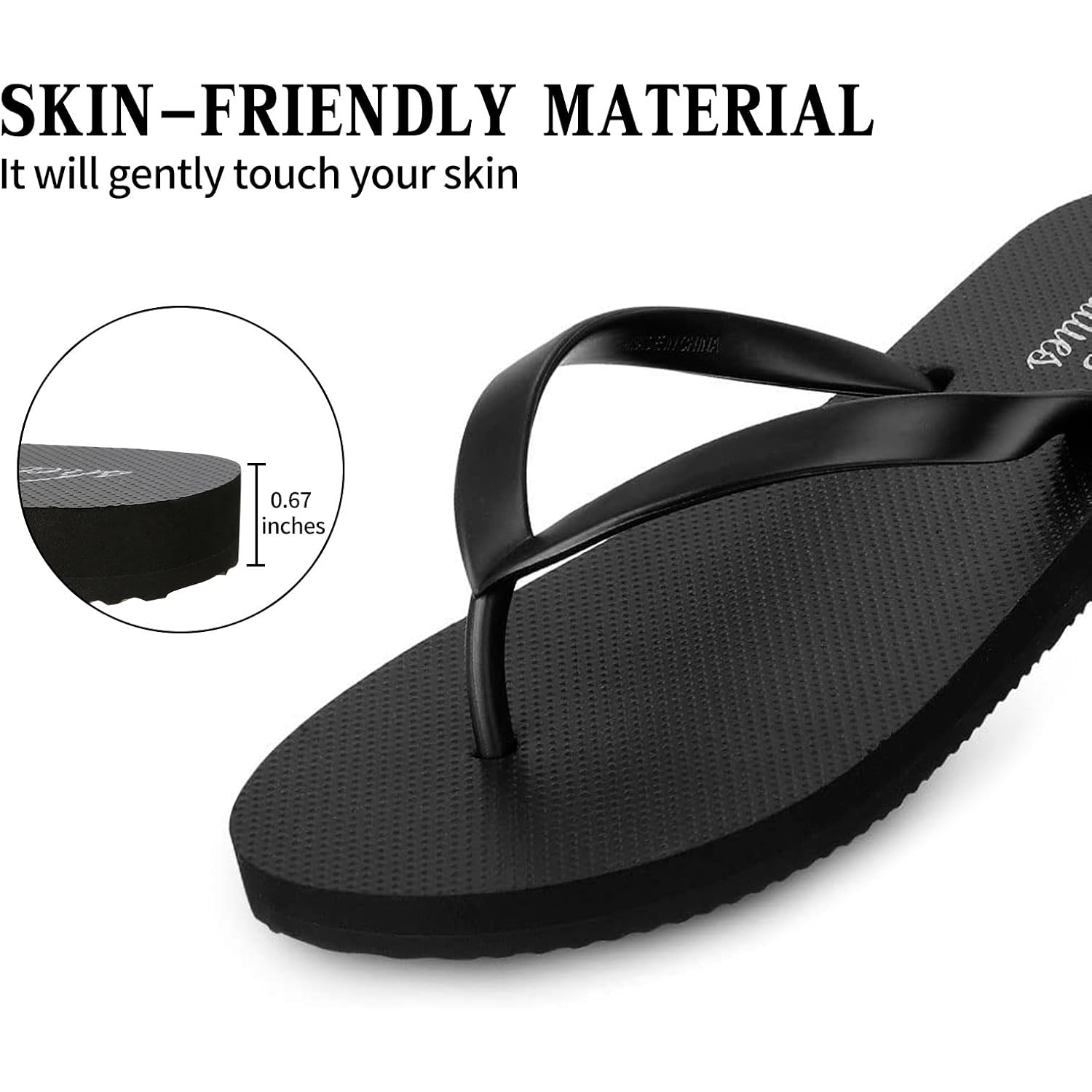 Shevalues Slim Flip Flops For Women Beach Rubber Shower Shoes Basic Thong Sandals