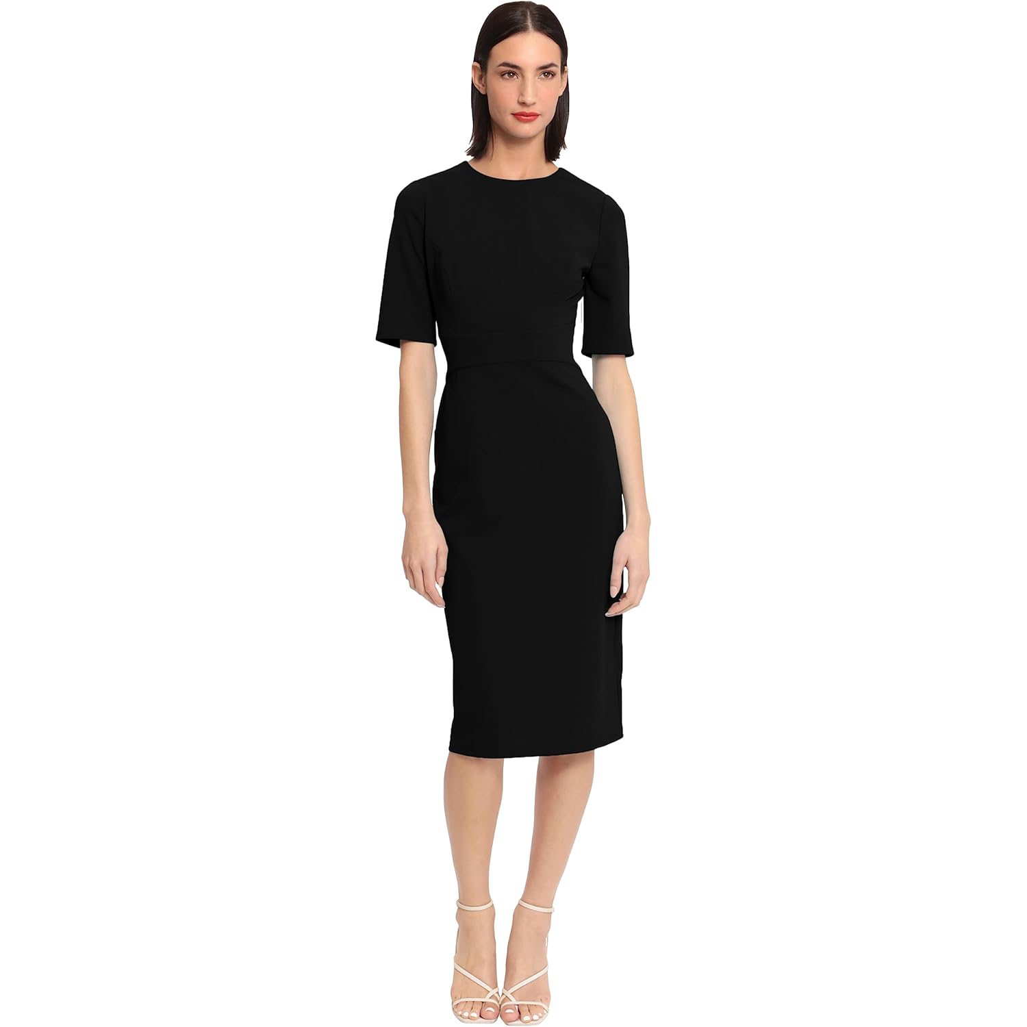 Women's Curved Waist Seam Crepe Workwear Dress Career Office Desk to Dinner Event Occasion Guest of