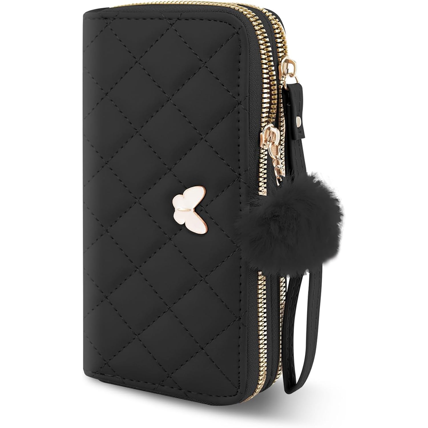 Womens Wristlet Wallets, PU Leather Clutch Wallet Double Zipper Credit Card Wallet with Multi Card Slots