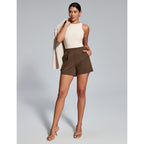Womens Dress Shorts for Women High Waisted Trouser Summer Business Womens Dressy Casual Pleated Wide Leg Shorts