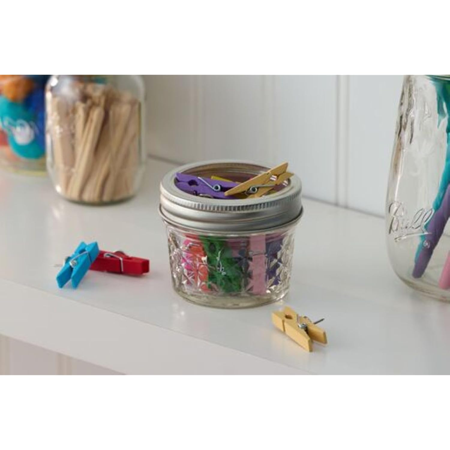 Ball Wide Mouth Quilted Crystal Jelly Jars With Lids And Bands, Used For Canning, Pickling, Juice, Jam, Jelly, Quarter Pint Size (4 Ounce (Pack Of 6))