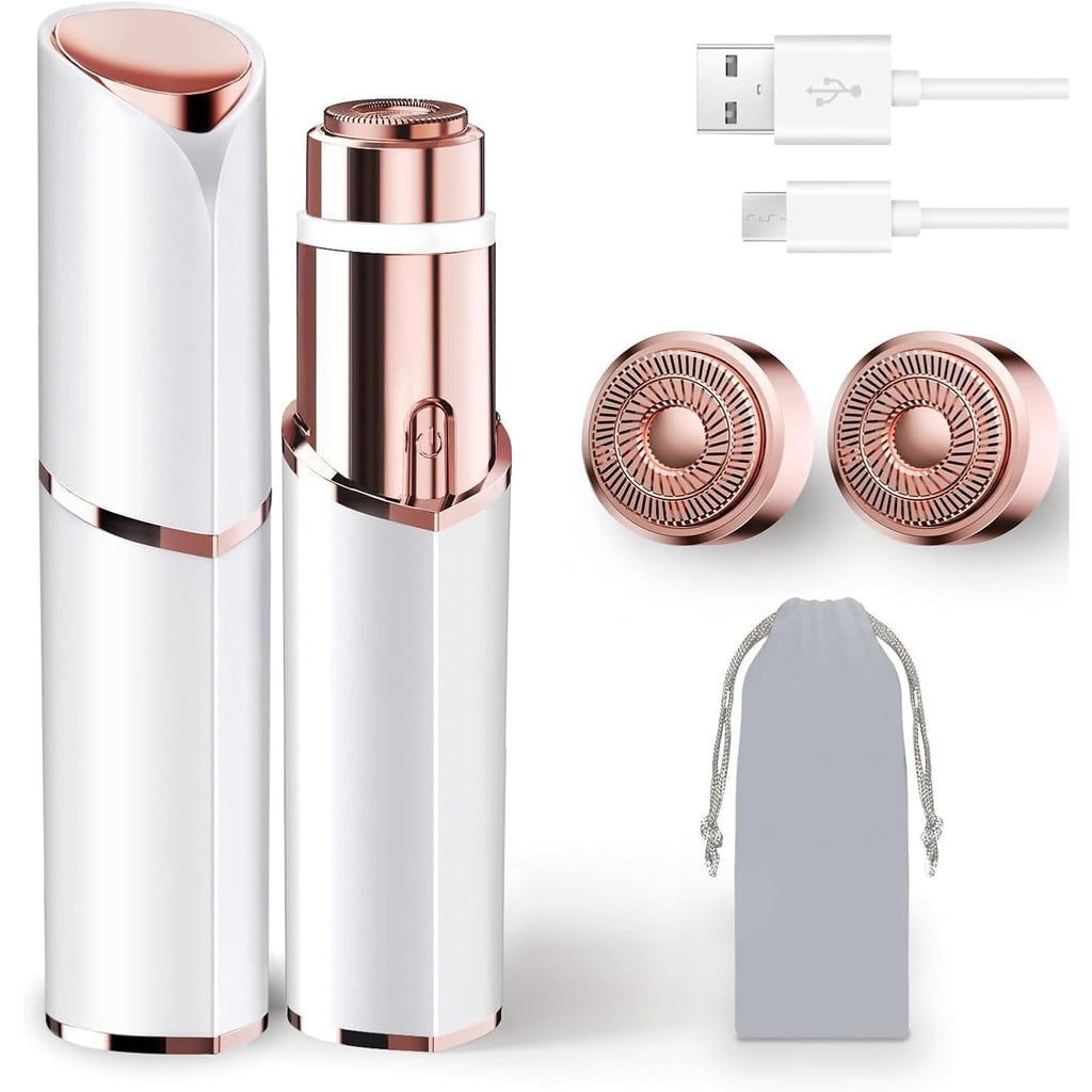 Facial Hair Removal for Women, Electric Rechargeable Painless Hair Remover for Face, Upper Lips, Chin, Peach Fuzz, with LED Light