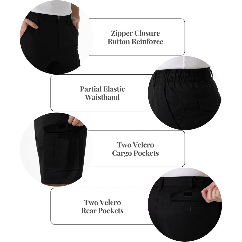 Six Islands Men'S Cargo Shorts 9" Inseam Elastic Waistband Casual Relaxed Fit Work Shorts With 6 Pockets