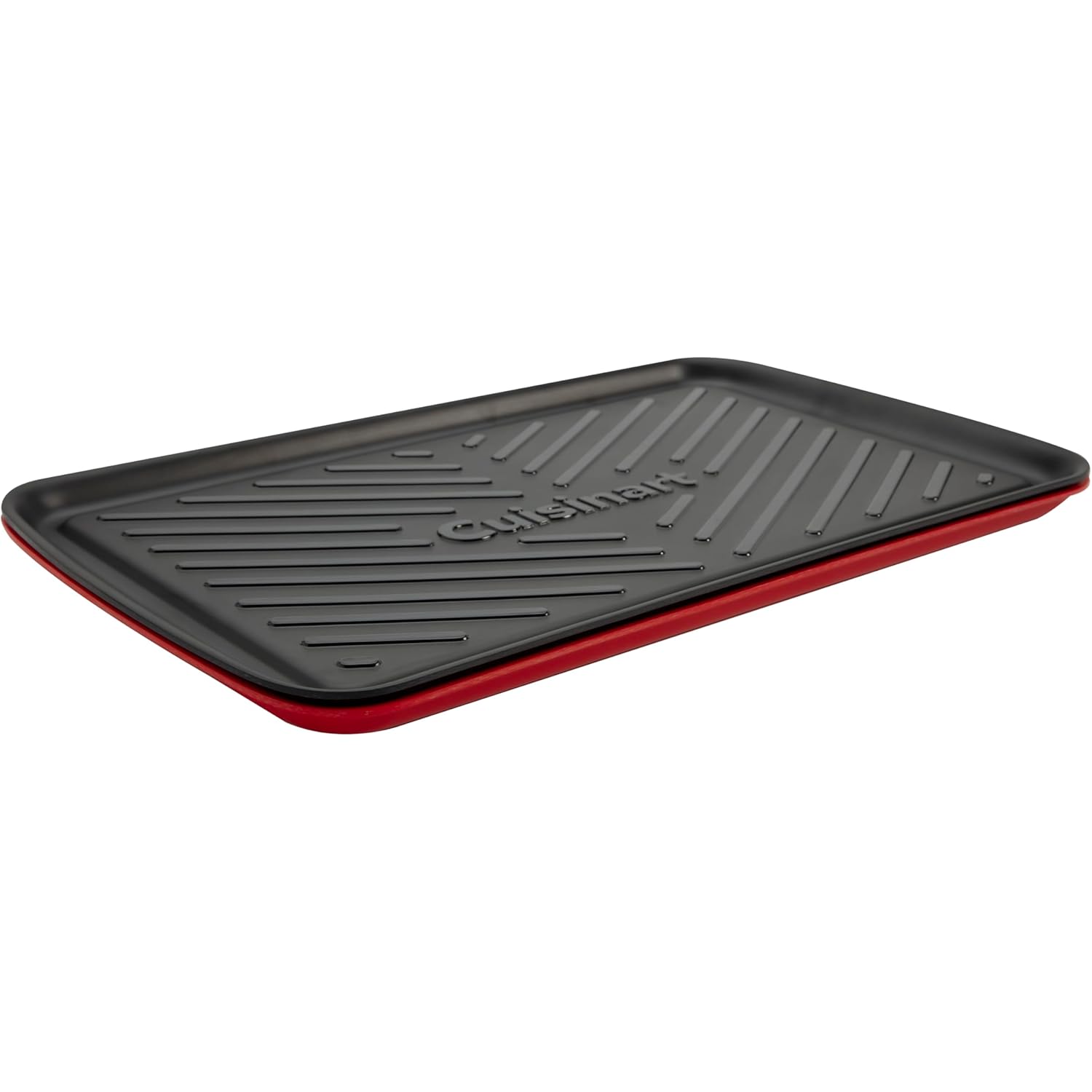Cuisinart Grilling Prep & Serve Trays, 17x10.5 inch BBQ Tray Safe for Food Handling, 2 Dishwasher Safe Nesting Trays Black & Red, Perfect Grilling Accessories for Cooked & Raw Meat, Fits 6 Burgers