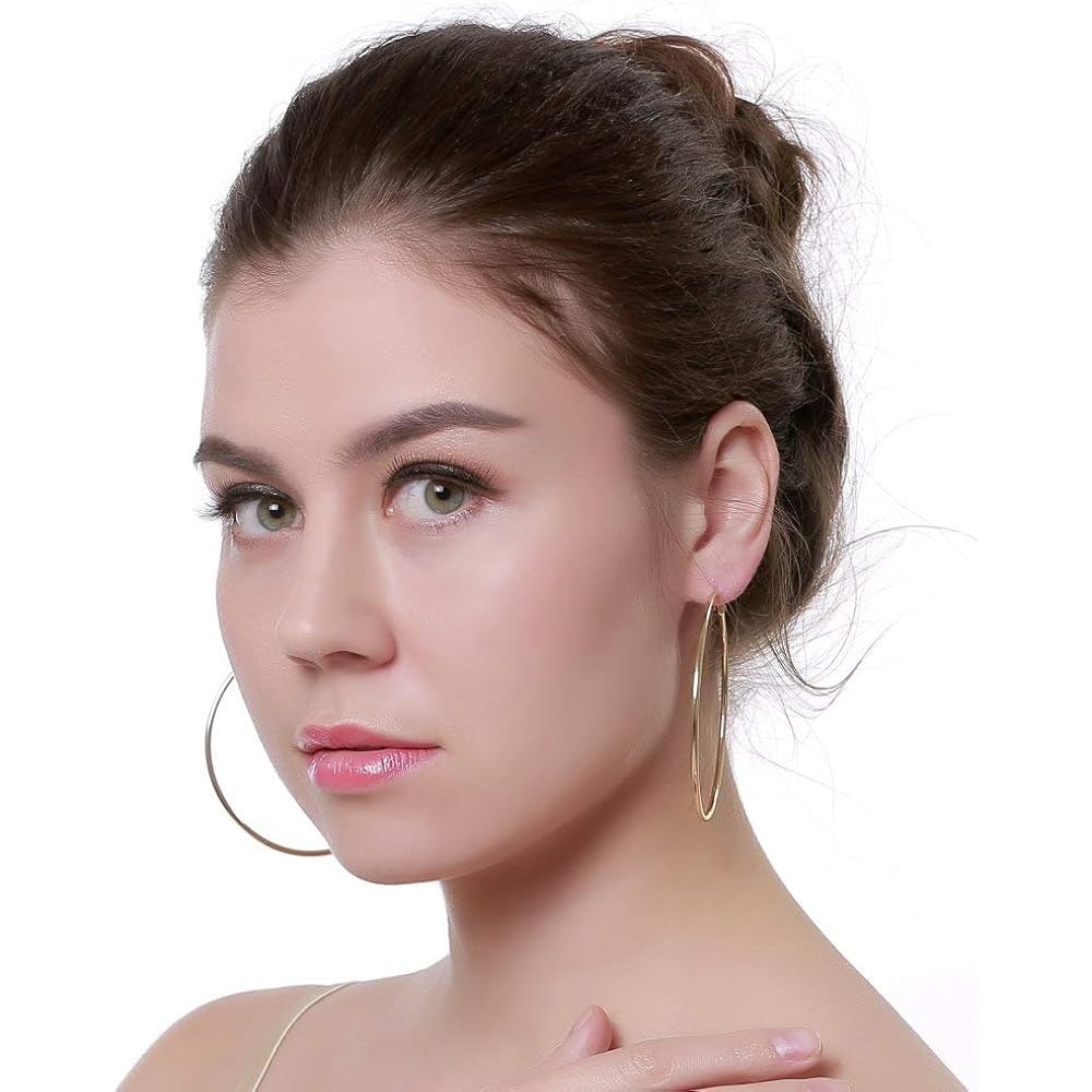Dainty 70mm Big Large Hoop Earrings for Women Fashion Round Circle Huggie Hoops 3 Inch Fashion Minimalist Hooped for Bff Birthday Her