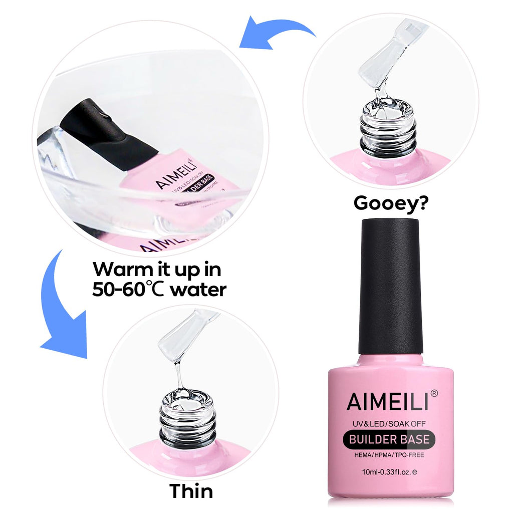 AIMEILI Hema Free 5 in 1 Builder Base Gel, Cruelty Free, Vegan, Strengthener Gel Translucent Gel Polish for Nail Art Manicure 10ML-153