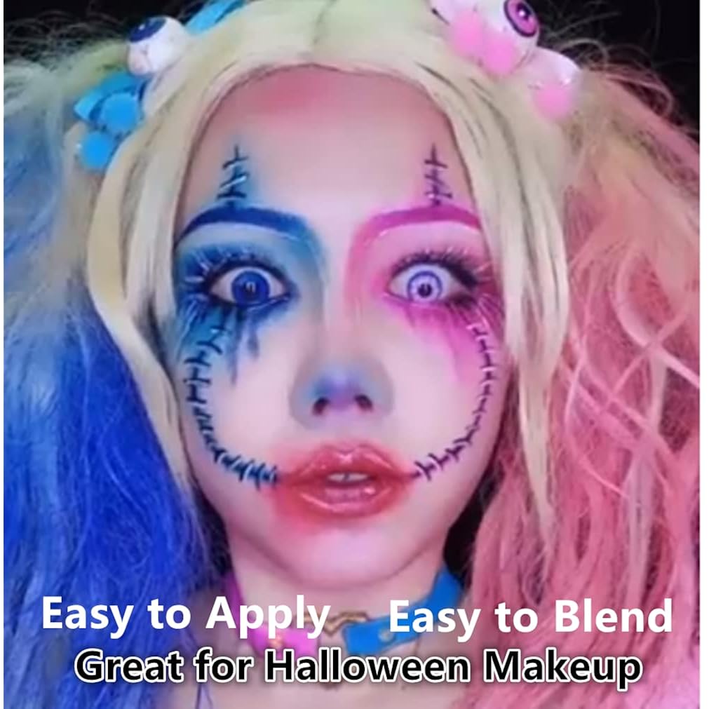 Go Ho Royal Blue Face Body Paint Washable(2.37Oz/Pc),Water Based Cream Blue Face Paint,Smurf Mystique Avatar Clown Makeup,Blue Body Paint For Sfx Cosplay Costumes Festivals Halloween Makeup