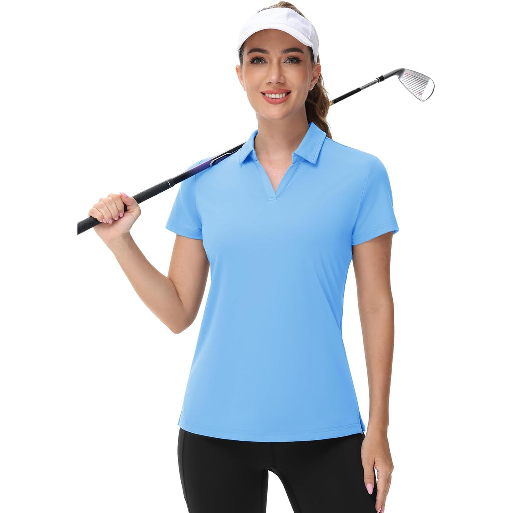 Tacvasen Women'S V-Neck Polo Shirts Upf 50+ Short Sleeve Sun Protection Quick Dry Golf Polos Collared Shirt