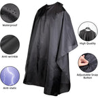 Professional Hair Cutting Cape With Adjustable Snap Closure, Salon Barber Cape,Waterproof Hairdressing Salon Cape - 57" X 51"(Black)