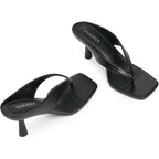 Women’S Kitten Heels Flip Flops Slip On Open Toe Low Heels Thong Square Slide Summer Fashion Party Heeled Dressy Sandals For Women