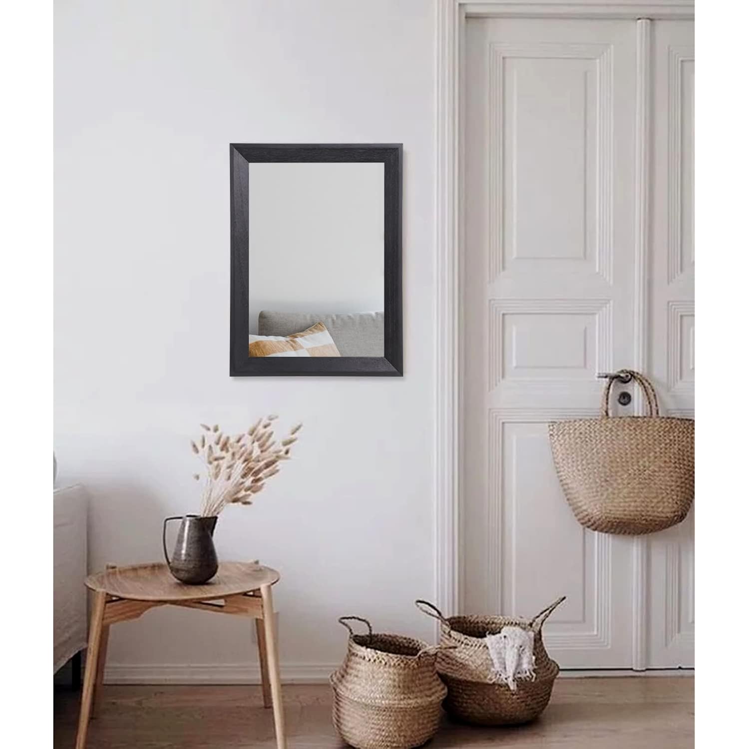 Aazzkang Wall Mirror Black Wood Framed Rectangle Hanging Mirrors | Decorative For Bedroom Bathroom Living Room Farmhouse Entryway Small