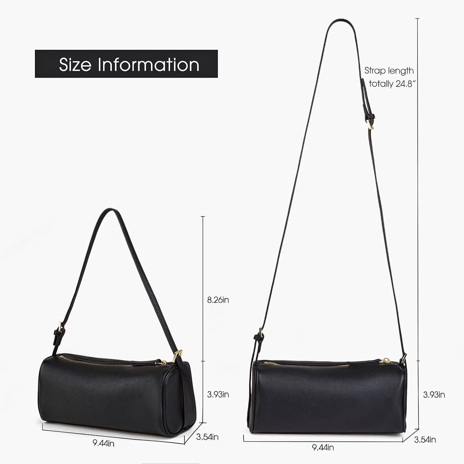 Donnain Premium Full Grained Leather Crossbody Purses For Women, Barrel Bag And Hobo Bags For Women With Adjustable Strap