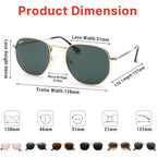 Pro Acme Small Square Sunglasses For Women Men 100% Real Glass Lens Hexagonal Frame