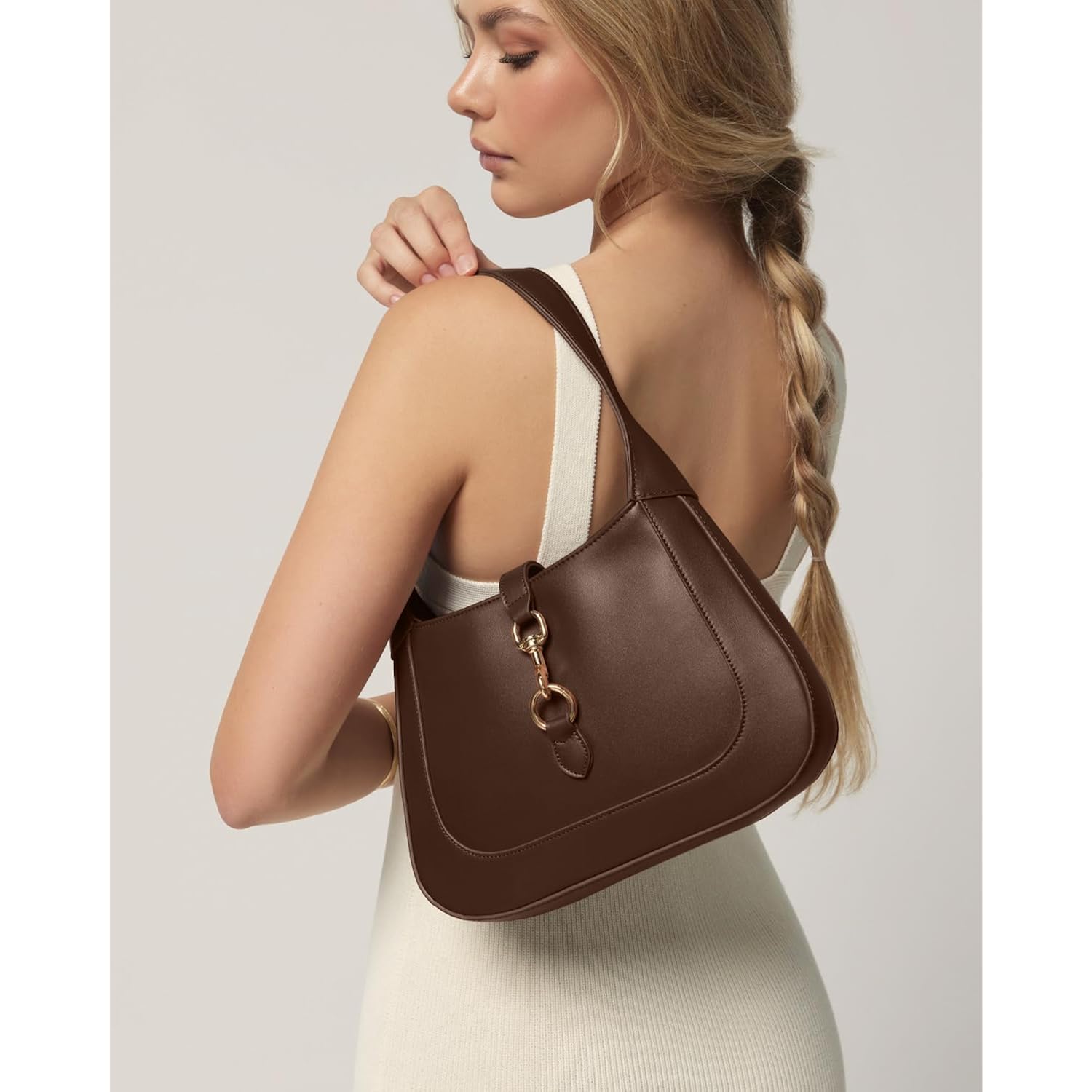 Shoulder Bag For Women - Small Shoulder Purses - Top Handle Structured Handbags - Adjustable Strap Vegan Leather