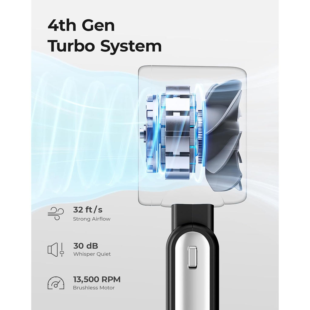 Portable Handheld Turbo Fan - 5 Gear High Speed 4000Mah Rechargeable Mini Personal Hand Fan Blow Cold Air, Battery Operated Travel Essentials, Beach Vacation, Gifts For Women, Men (Black)