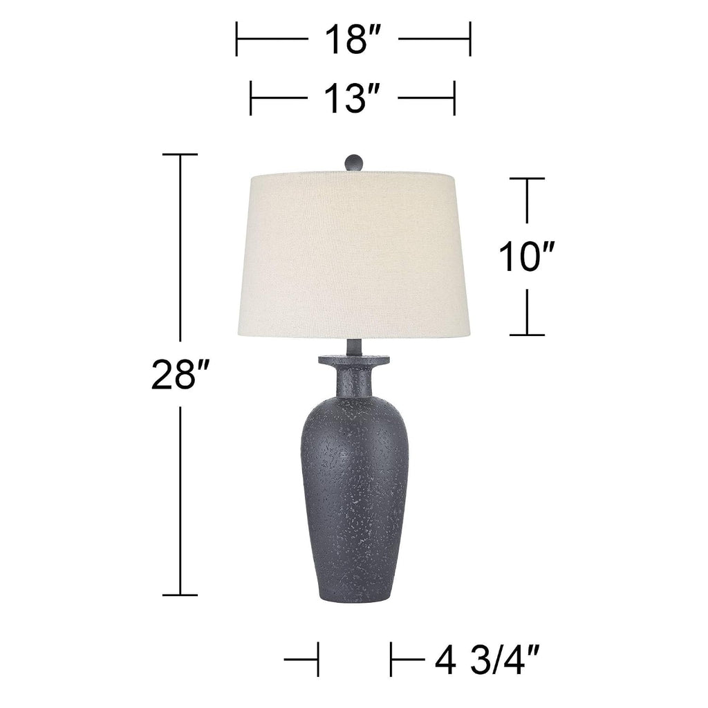 Glenwood 28" Tall 3-Way Table Lamps Set Of 2 Charcoal Gray Farmhouse Rustic | Country Cottage Living Room Bedroom Bedside Nightstand House Office Home Reading Kitchen Entryway White Shade