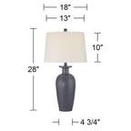 Glenwood 28" Tall 3-Way Table Lamps Set Of 2 Charcoal Gray Farmhouse Rustic | Country Cottage Living Room Bedroom Bedside Nightstand House Office Home Reading Kitchen Entryway White Shade