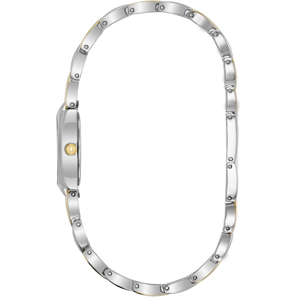 Bulova Ladies 3 Hand Quartz Classic, Stainless Steel Case And Stainless Steel Heart Link Bracelet