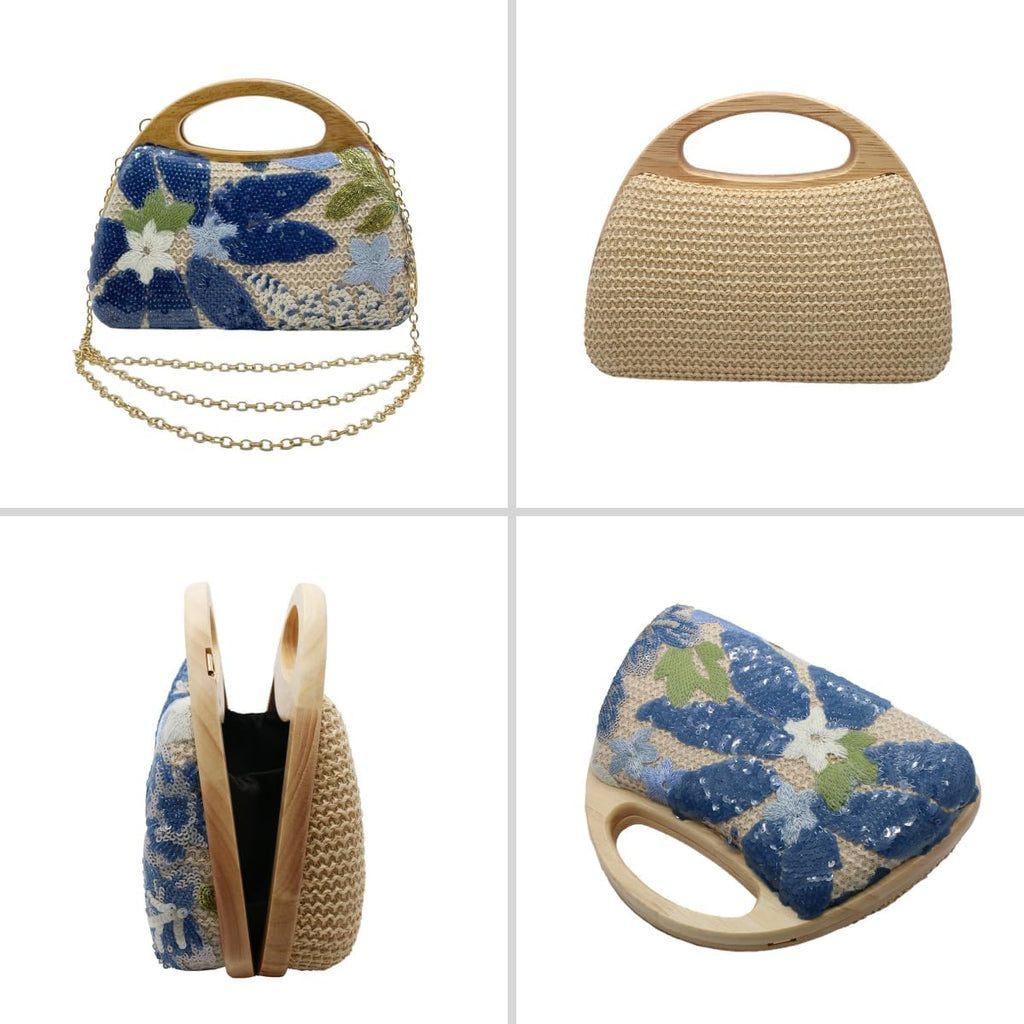UMREN Straw Clutch Handbags Women Beach Crossbody Hand-woven Summer Purse Wallet Top handle Evening Bag for Wedding Party
