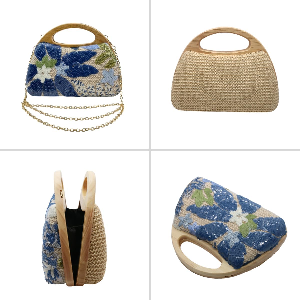 UMREN Straw Clutch Handbags Women Beach Crossbody Hand-woven Summer Purse Wallet Top handle Evening Bag for Wedding Party