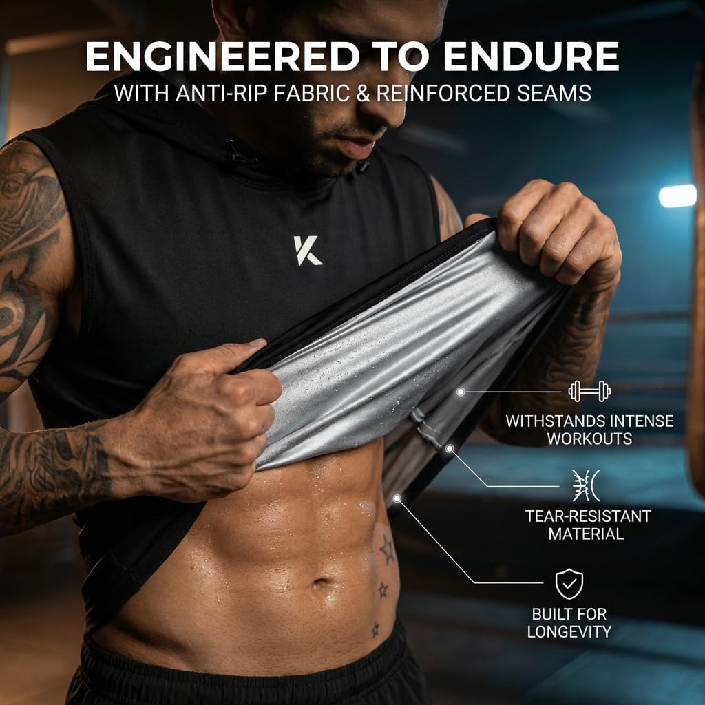 Kewlioo Sauna Shirt For Men Hoodie - Heat Trapping Sauna Suit Sweat Vest Hoodies, Sweat Suit Top For Fitness, Workouts