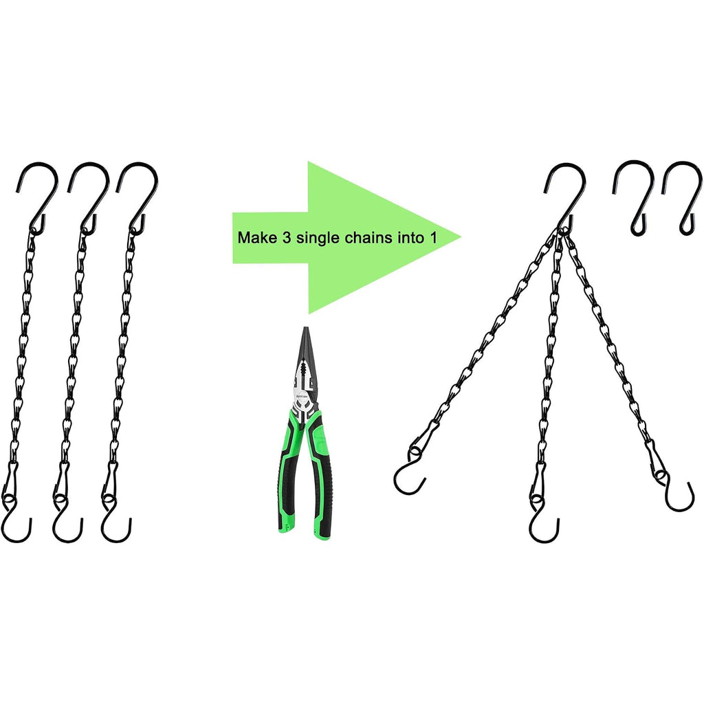 Chain For Hanging Plants,11 Inch Black Hanging Chain, Small Hanging Basket Chain Kits With Hooks For Bird Feeder Hanging Basket Extender Porch Wind Chime (Black, 11 Inch-6Pcs)