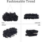 JAMBHALA Women Elegant Evening Purse, Small Floral Clutch Bag with Detachable Chain for Wedding, Party, Prom