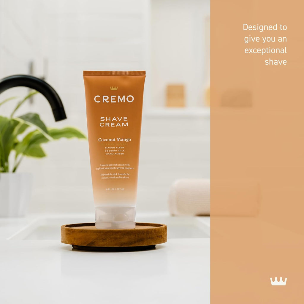 Cremo Womens Shaving Cream Sensitive Skin, Moisturizing, Coconut Mango, Ultra-Slick Shave Cream for Women, Fights Nicks, Cuts and Razor Burn, 6 Fl Oz (Pack of 2)