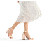 Women'S Chunky Block Heels Open Toe Ankle Strap 3.5 Inch Heeled Sandals