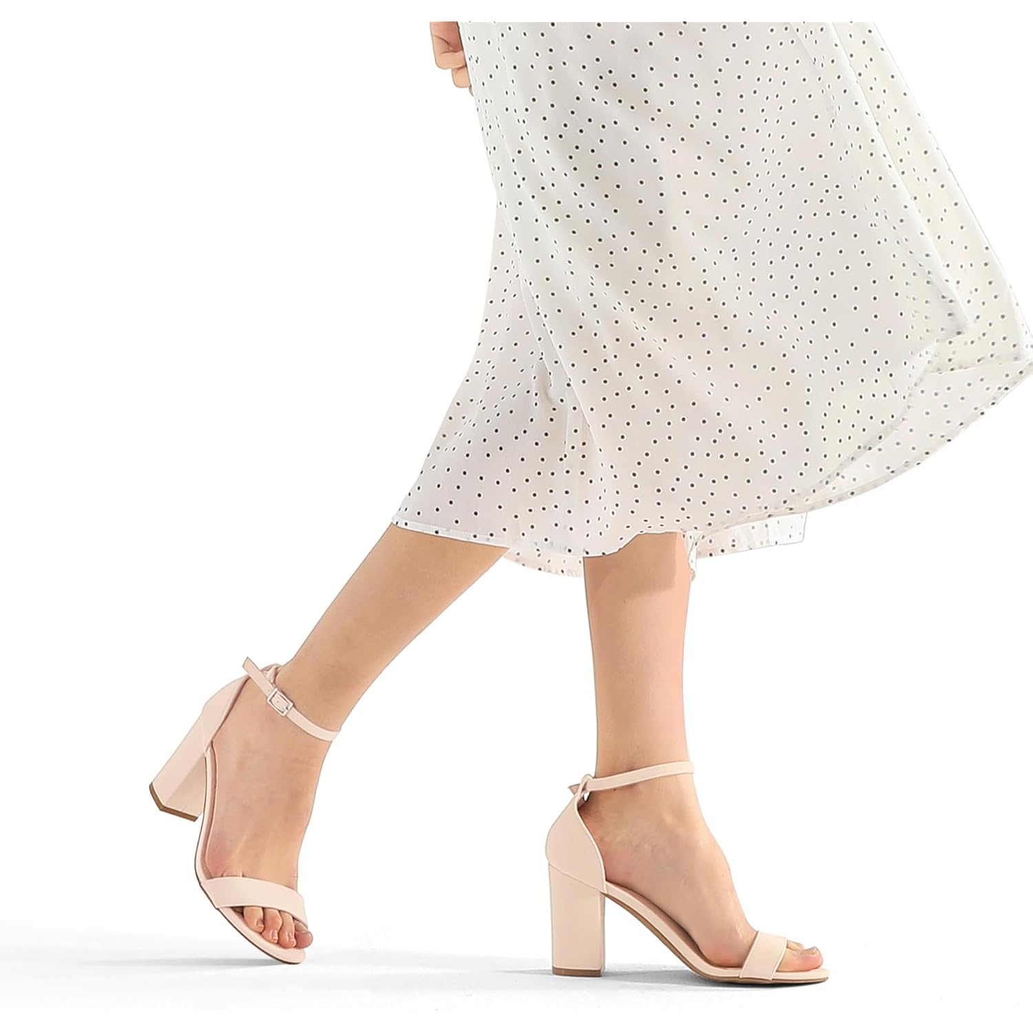 Women'S Chunky Block Heels Open Toe Ankle Strap 3.5 Inch Heeled Sandals