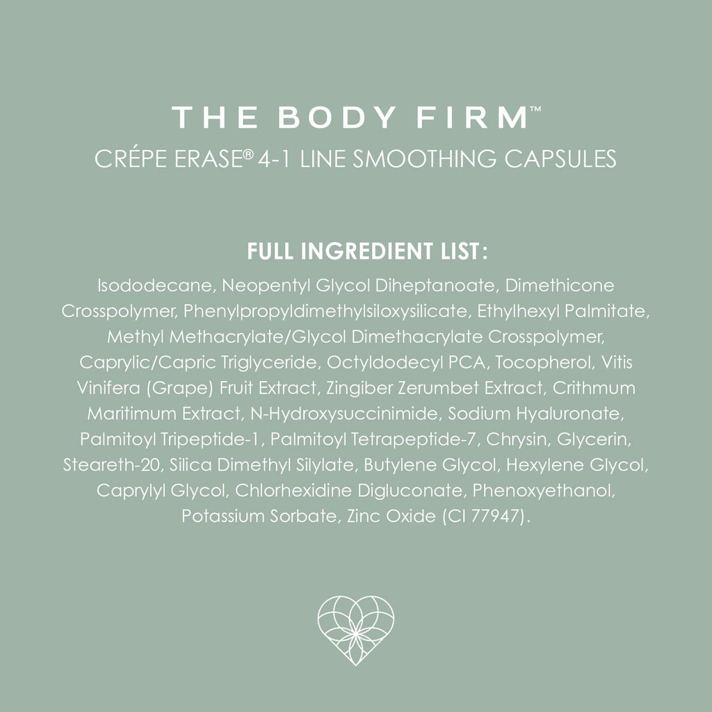 Body Firm Crepe Erase 4-In-1 Line Smoothing Capsules, Anti-Aging, Hydrating Face And Eye Serum With Hyaluronic Acid And Multi-Chain Peptide For Wrinkles, Crepe Skin & Fine Lines, 30 Count