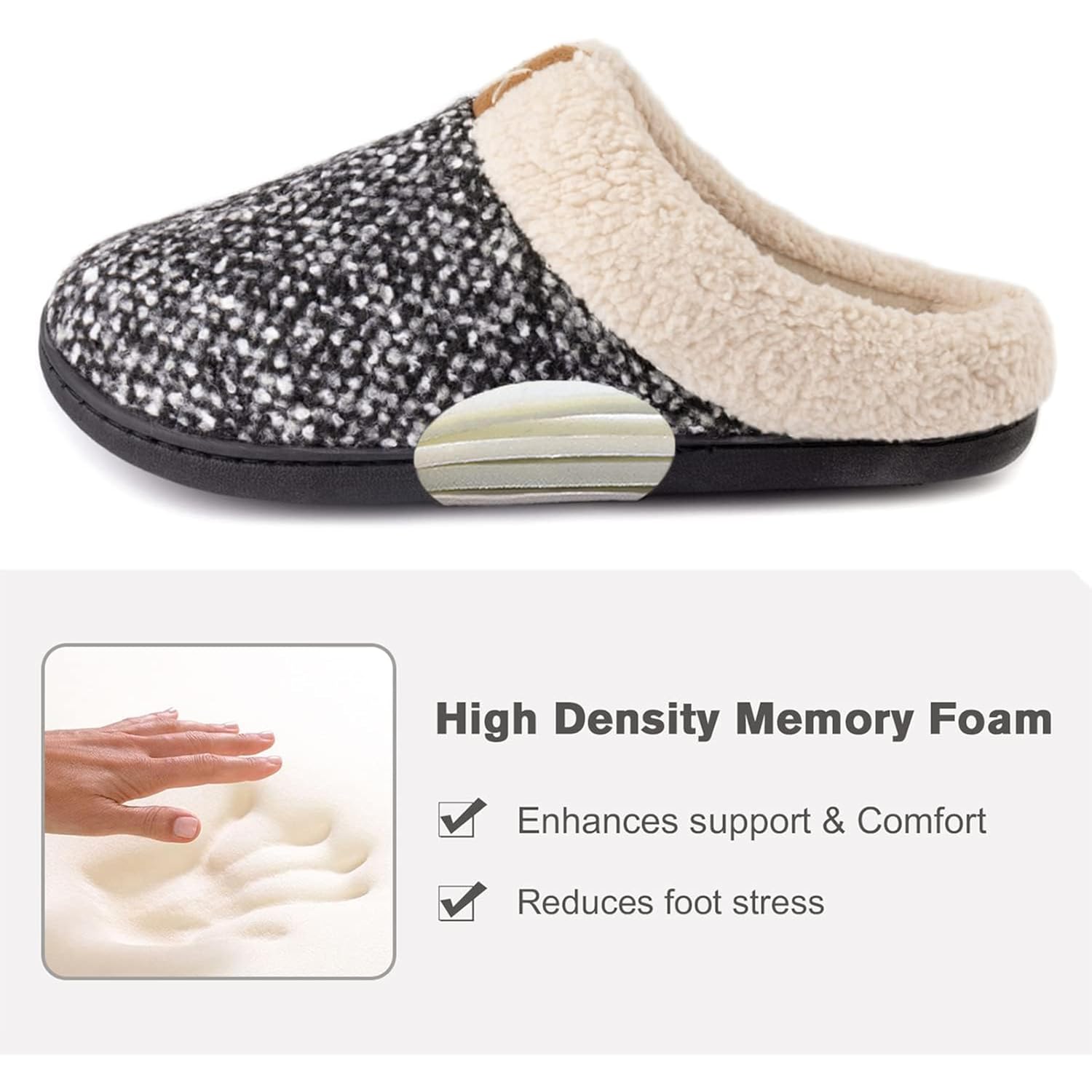 Ultraideas Women'S Indoor Bedroom Slipper With Memory Foam, Gift For Women, Wool-Like House Shoe With Anti-Skid Rubber Sole For Ladies