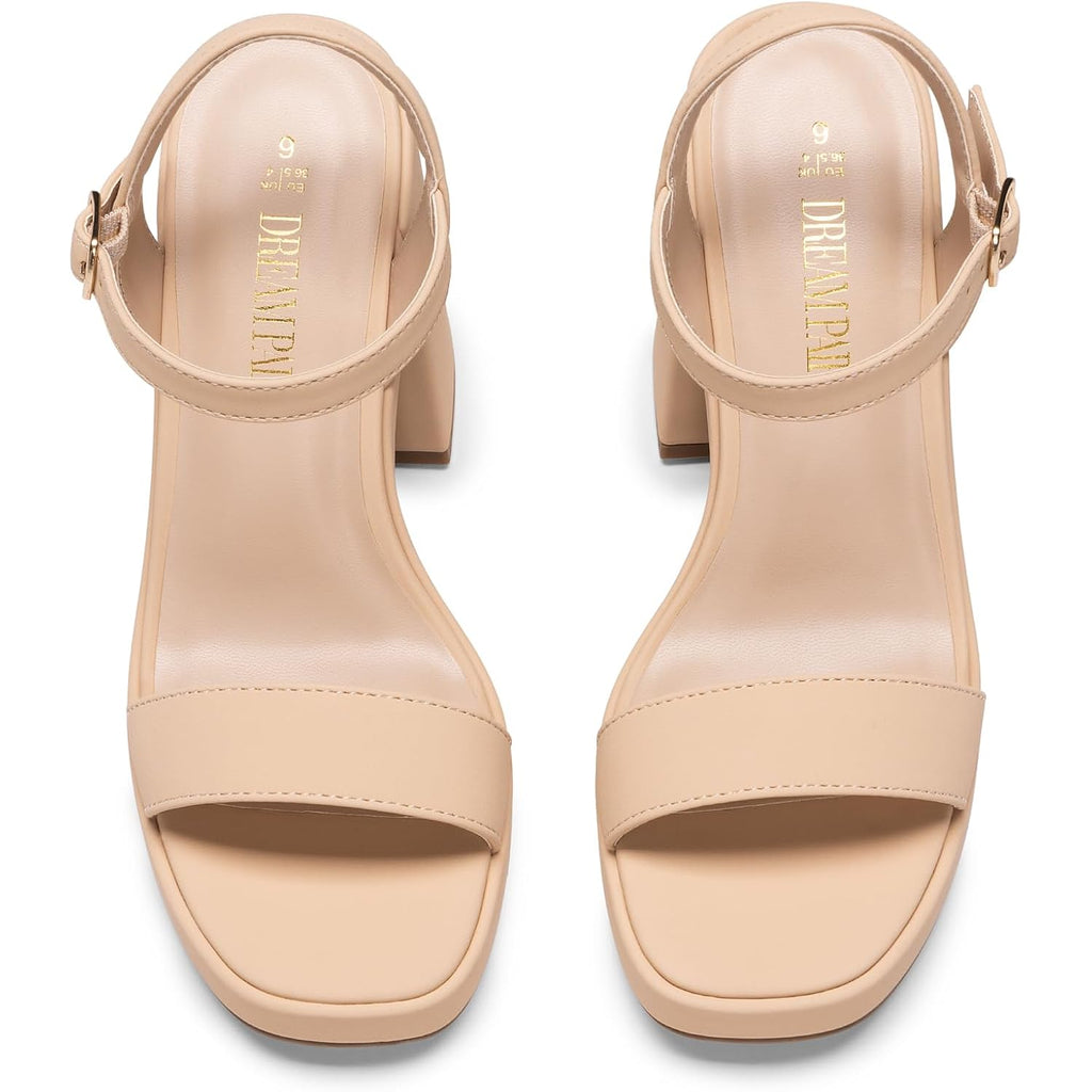 Dream Pairs Heels For Women Block Chunky Platform High Heels Open Toe Fashion Wedding Party Evening Prom Dance Ankle Strap Dress Pump Sandals Shoes