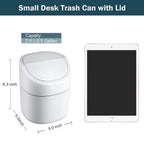 Mini Desk Trash Can With Lid With Trash Bags 180 Pcs Swing-Lid Tiny Countertop Garbage Bin Small Table Top Plastic Covered Waste Basket