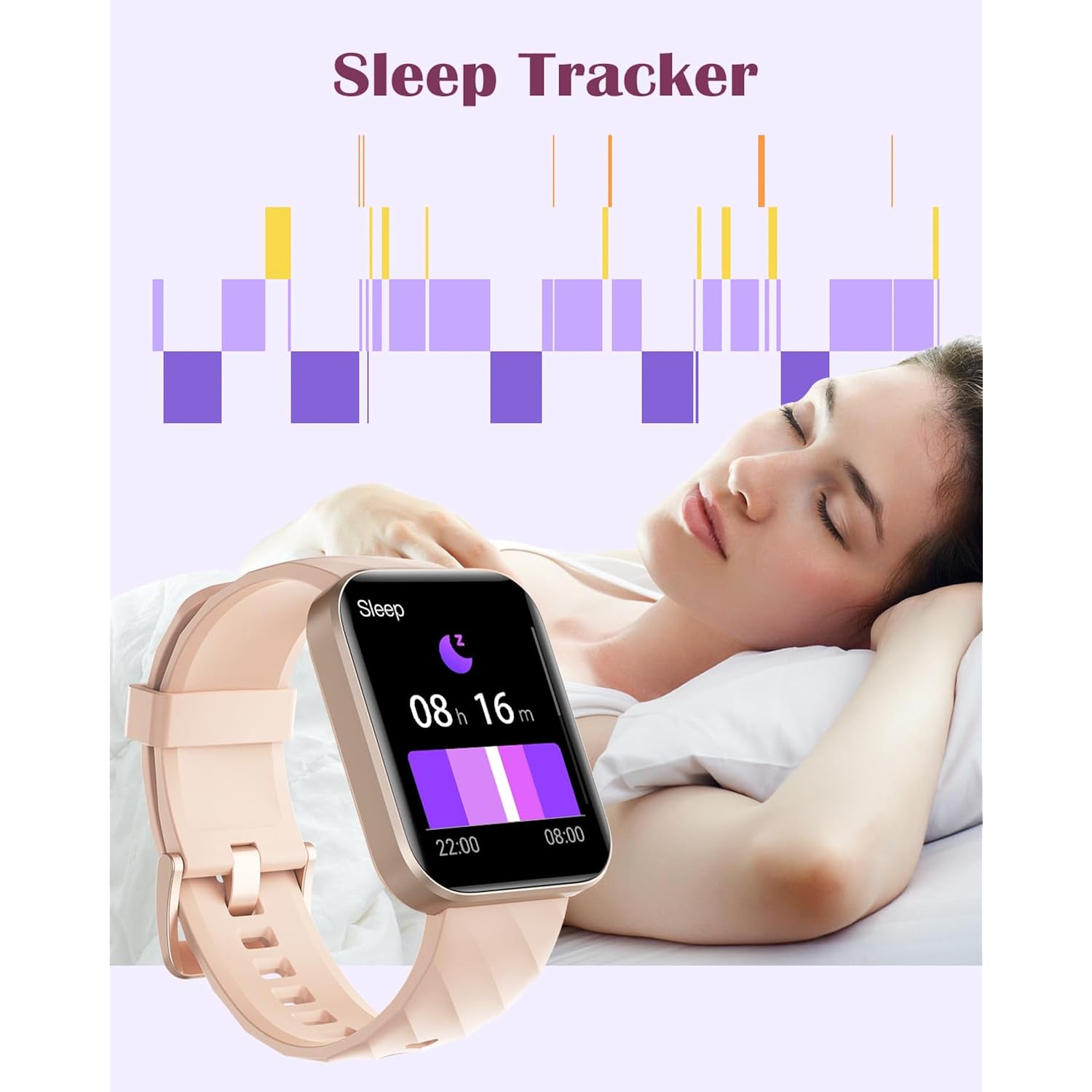 RUIMEN Smart Watches for Women Men (Answer/Make Calls) Compatible with iPhone/Android Phones, 1.85" HD Screen Fitness Tracker Heart Rate Monitor 100+ Sports Tracker Watch Waterproof (Pink)