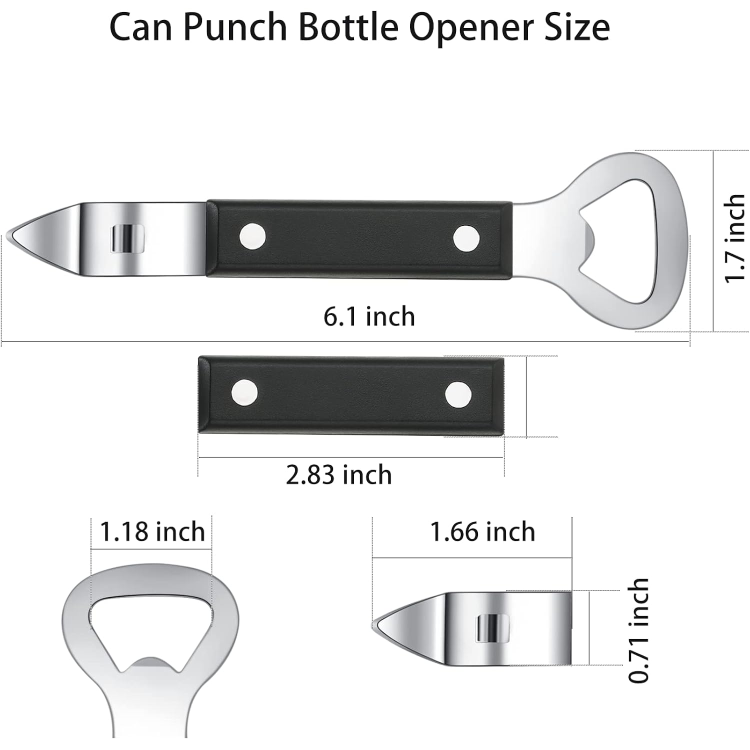 Hancelant Can Punch Bottle Opener, Manual Stainless Steel Can Opener 1 Pack
