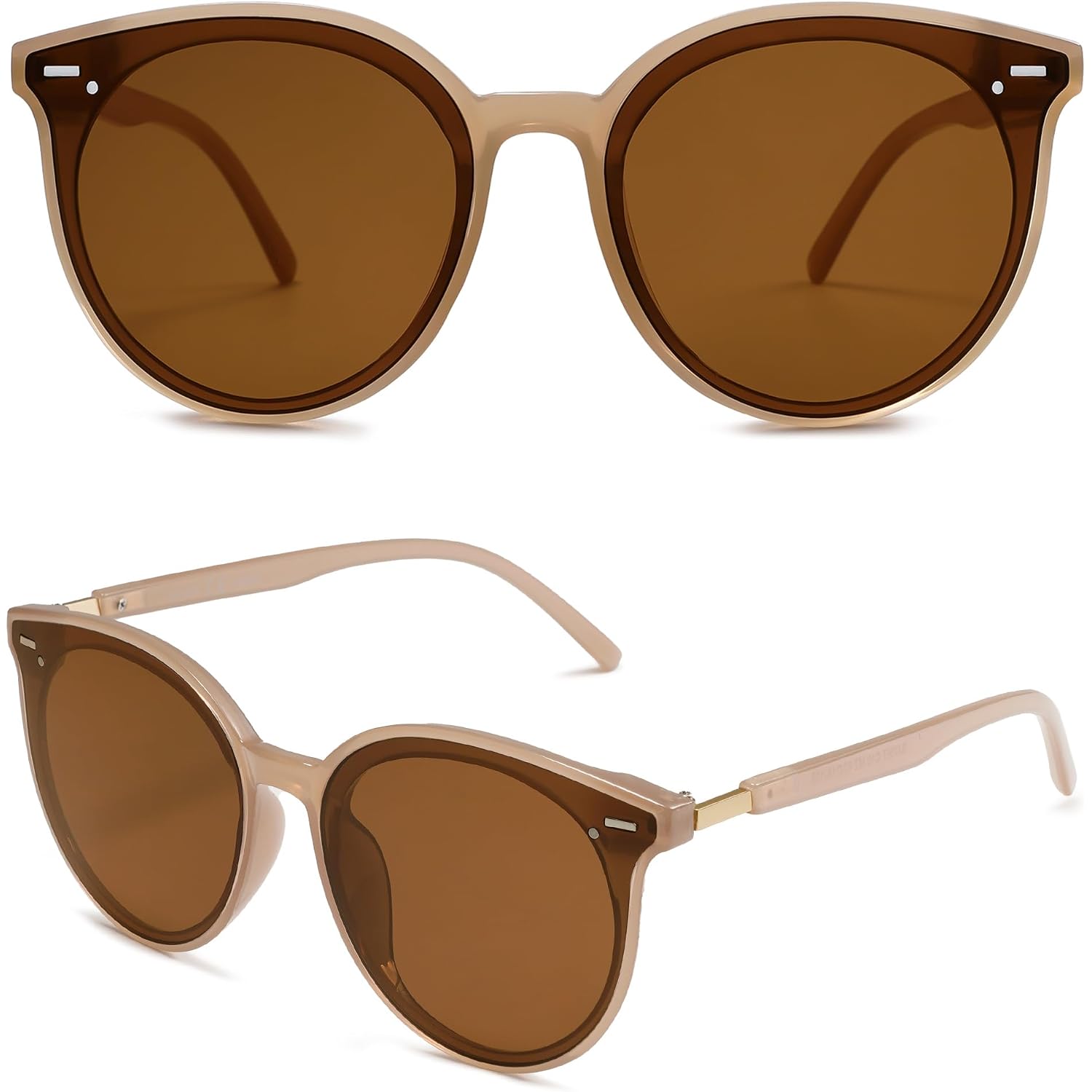 SOJOS Sunglasses Womens Trendy 2025 Classic Round Retro Vintage Shades Large Frame Sunnies SJ2067 Jelly Brown