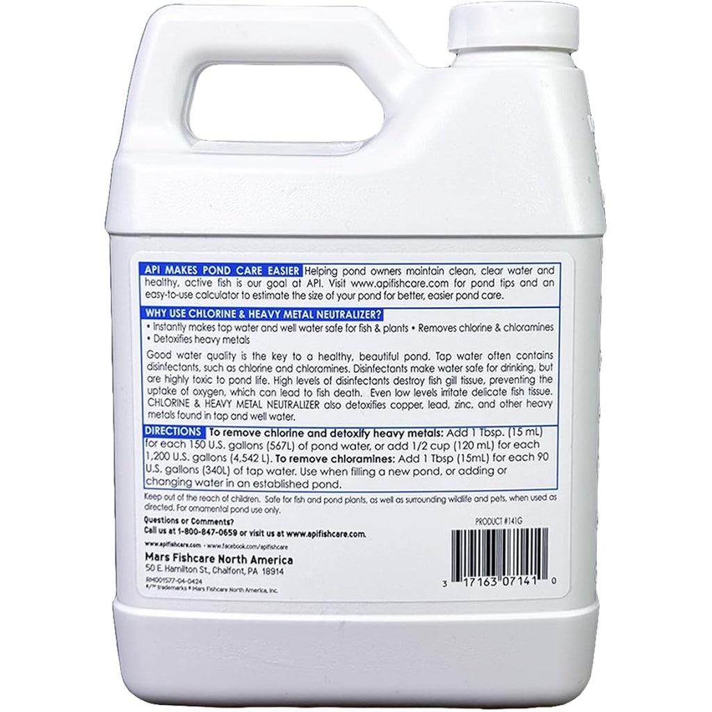 Api Pond Chlorine & Heavy Metal Neutralizer Pond Water Neutralizer 32-Ounce Bottle