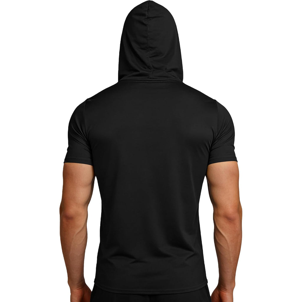Hovsiyla Mens Athletic Dry Fit Hoodie Shirts Workout Casual Sun Protection Hiking Sweatershirt Short Sleeve Sports Gym Tops