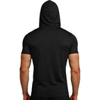 Hovsiyla Mens Athletic Dry Fit Hoodie Shirts Workout Casual Sun Protection Hiking Sweatershirt Short Sleeve Sports Gym Tops