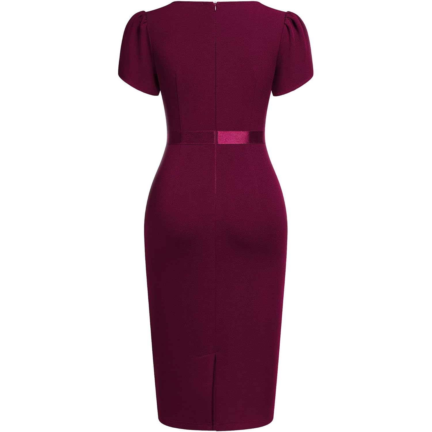 Women's Elegant Puff Sleeves Keyhole Neck Cocktail Party Pencil Dress