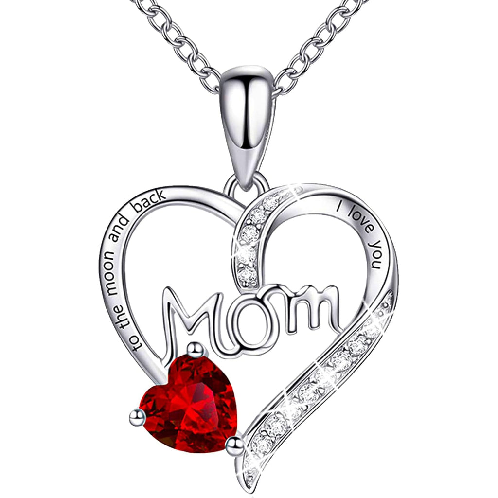 Love Heart Pendant Necklaces for Women, Mother's Day Gifts for Mom Grandma Wife from Daughter Son, I Love You Mom (With gift box)