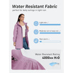 Saphirose Women'S Long Packable Raincoat Waterproof Rain Jacket Lightweight Outdoor Windbreaker With Hood