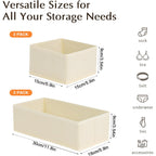 Dimj Drawer Organizers Clothes, Dresser Organizer Bins For Baby Clothes,Underwear And Sock, Fabric Closet Organization And Storage Boxs, Drawer Dividers For Nursery, Clothing, Tie - 4 Pack, Beige