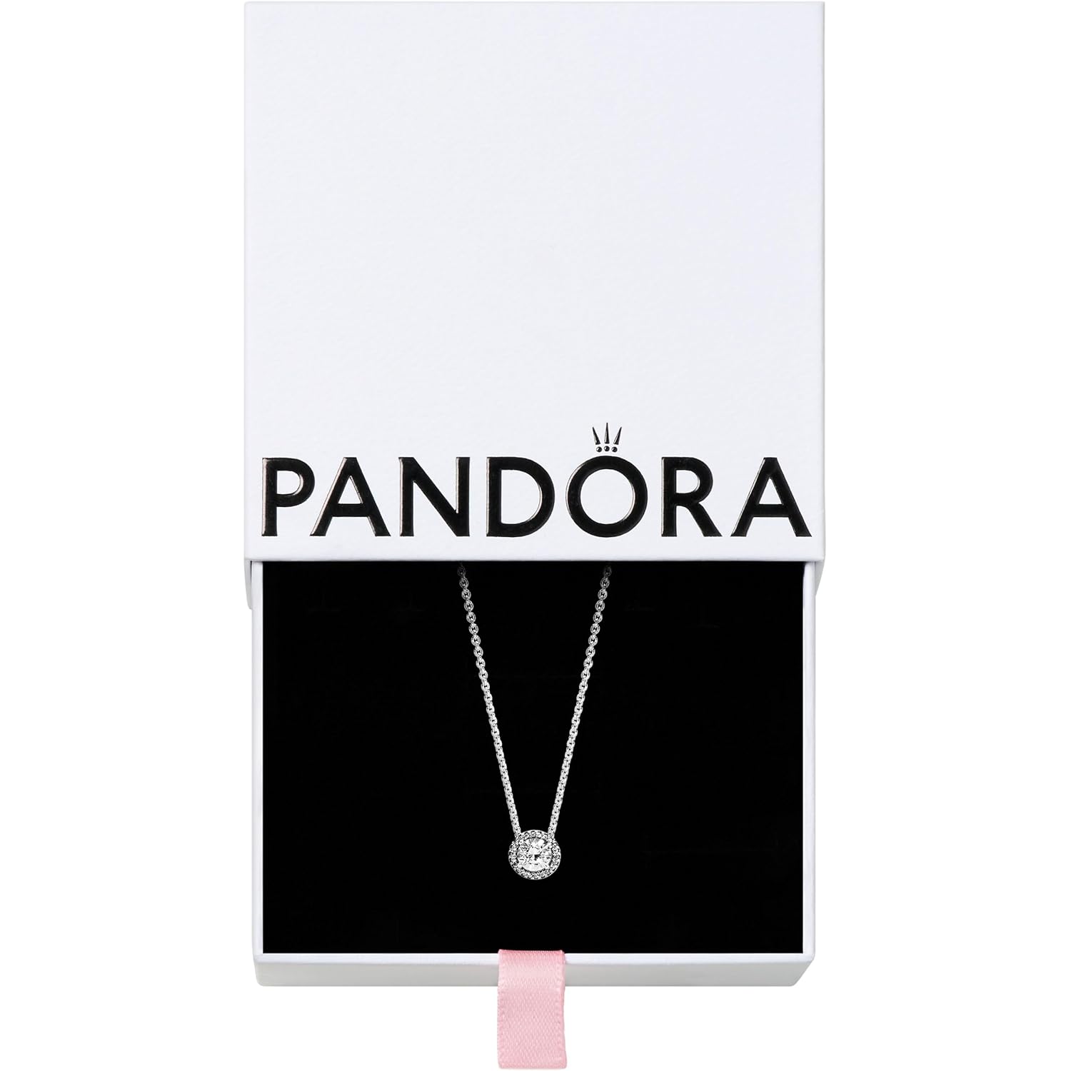 PANDORA Round Sparkle Halo Necklace - Adjustable Necklace with Lobster Clasp - Gift for Her - Sterling Silver & Cubic Zirconia - With Gift Box - 17.7"