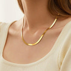 CHESKY Gold Necklace for Women-14K Plated/S925 sterling silver Snake Chain Necklace Dainty Simple Chunky Herringbone Necklace Gold Choker Necklaces Jewelry for Women Mothers Day Gifts for Mom