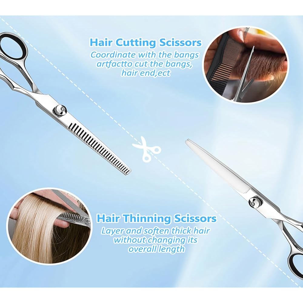 Hair Cutting Scissors, Thinning Shears Kit. Premium Stainless Steel Salon Scissors, Edge Scissor, Razor.For Hairdressing, Salon And Home