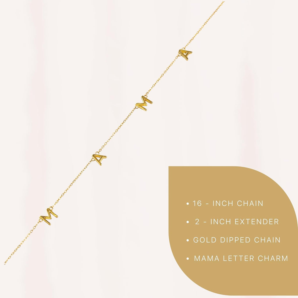 Benevolence LA Mama Necklace, Gold Dipped Fashion Jewelry | Gifts for New Mom | Gold Mom Necklace | Birthday Gifts | Travel Accessories for Women, Designed in California