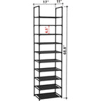 Fiducial Home 10 Tiers Shoe Rack Organizer 20 Pairs Tall Shoe Shelf | Tall Narrow Space Saving For Closet Entryway Dorm, Easy To Assemble, 17"L X 11"W X 68.8"H, Black